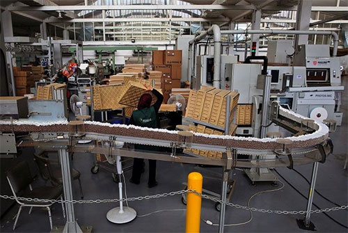 la producción de tabaco en la fábrica Regie